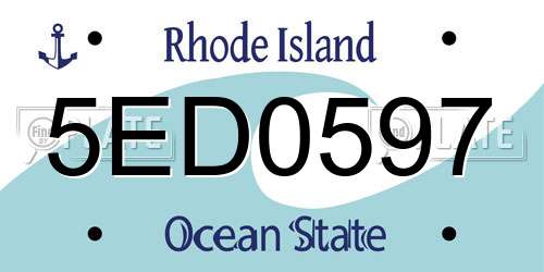 5ED0597 Rhode Island License Plate