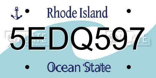 5EDQ597 Rhode Island License Plate