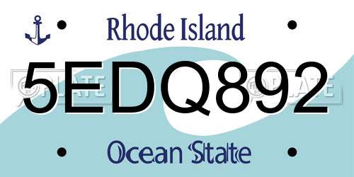 5EDQ892 Rhode Island License Plate