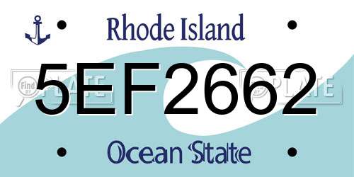 5EF2662 Rhode Island License Plate