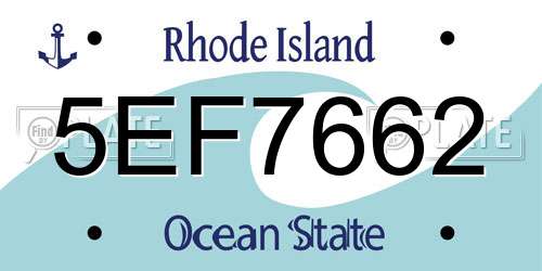 5EF7662 Rhode Island License Plate