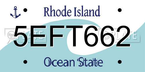 5EFT662 Rhode Island License Plate