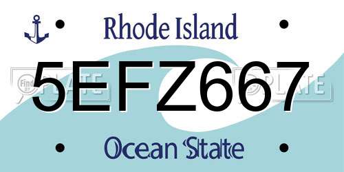 5EFZ667 Rhode Island License Plate