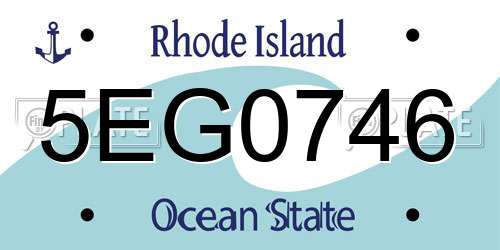 5EG0746 Rhode Island License Plate