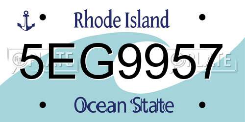 5EG9957 Rhode Island License Plate