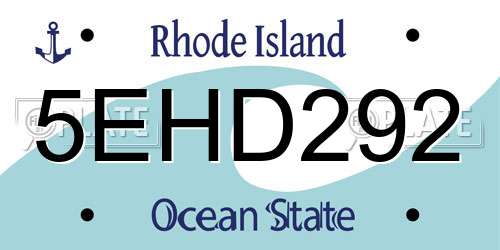 5EHD292 Rhode Island License Plate