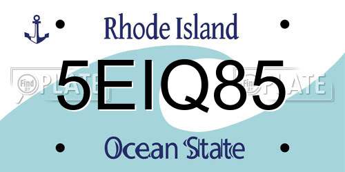 5EIQ85 Rhode Island License Plate