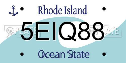 5EIQ88 Rhode Island License Plate