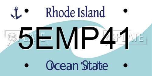 5EMP41 Rhode Island License Plate