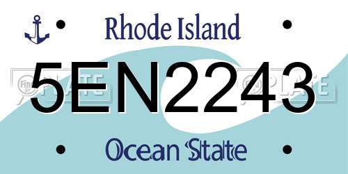 5EN2243 Rhode Island License Plate