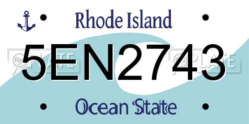 5EN2743 Rhode Island License Plate