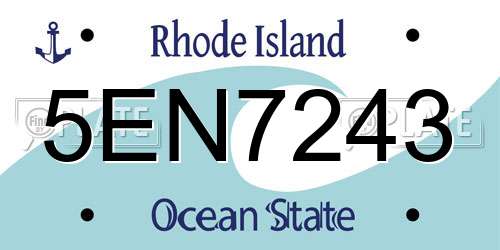 5EN7243 Rhode Island License Plate