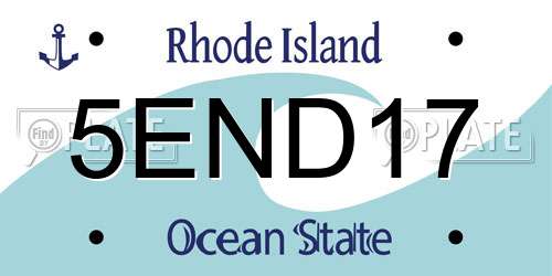 5END17 Rhode Island License Plate
