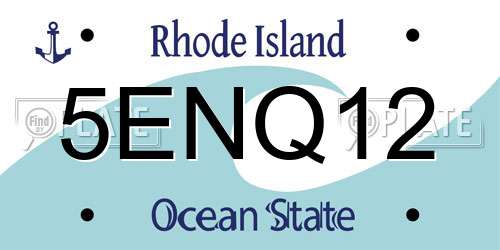 5ENQ12 Rhode Island License Plate