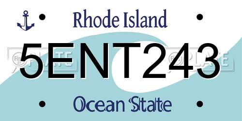 5ENT243 Rhode Island License Plate