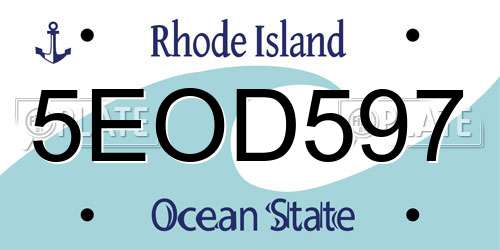 5EOD597 Rhode Island License Plate
