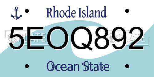 5EOQ892 Rhode Island License Plate