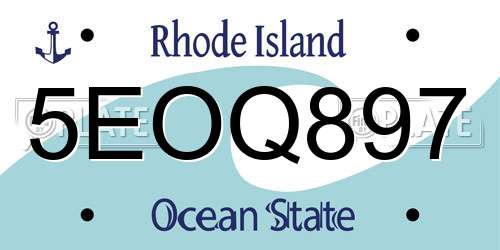 5EOQ897 Rhode Island License Plate