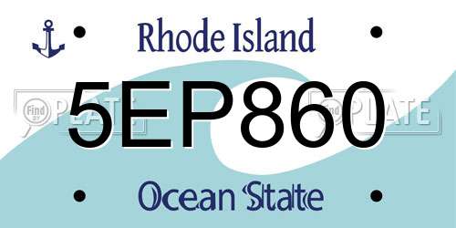 5EP860 Rhode Island License Plate