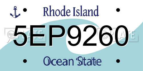 5EP9260 Rhode Island License Plate
