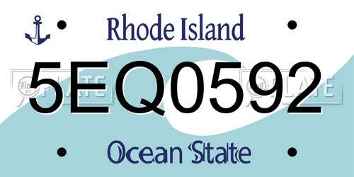5EQ0592 Rhode Island License Plate