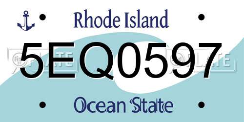 5EQ0597 Rhode Island License Plate
