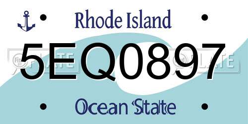 5EQ0897 Rhode Island License Plate