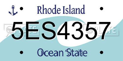 5ES4357 Rhode Island License Plate