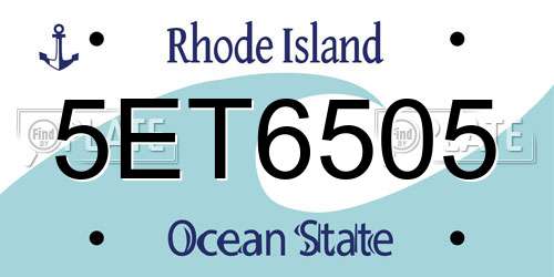 5ET6505 Rhode Island License Plate