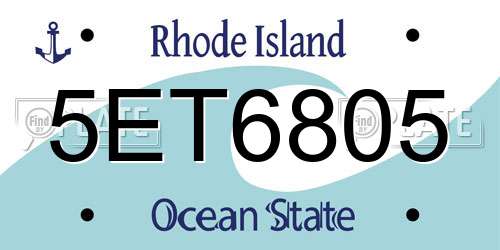 5ET6805 Rhode Island License Plate