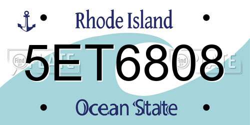5ET6808 Rhode Island License Plate