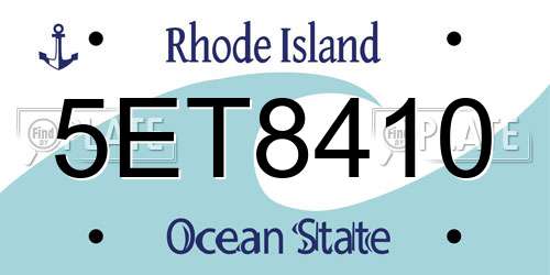 5ET8410 Rhode Island License Plate