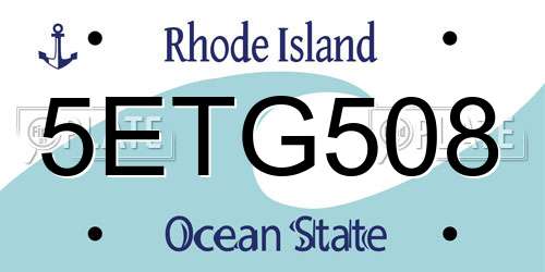 5ETG508 Rhode Island License Plate