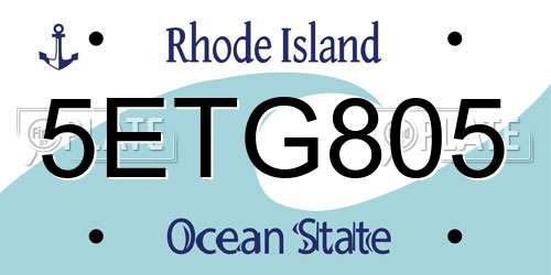5ETG805 Rhode Island License Plate