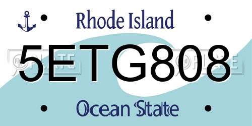 5ETG808 Rhode Island License Plate