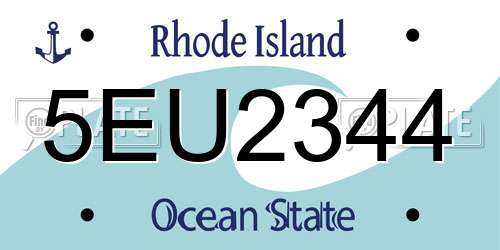5EU2344 Rhode Island License Plate