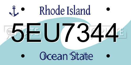 5EU7344 Rhode Island License Plate
