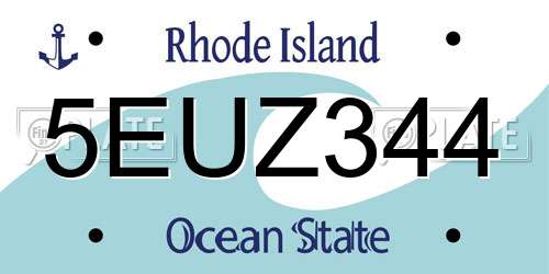 5EUZ344 Rhode Island License Plate