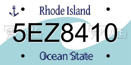 5EZ8410 Rhode Island License Plate