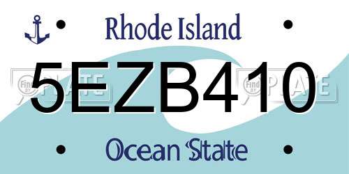 5EZB410 Rhode Island License Plate