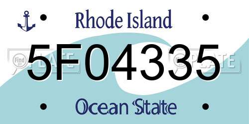 5F04335 Rhode Island License Plate