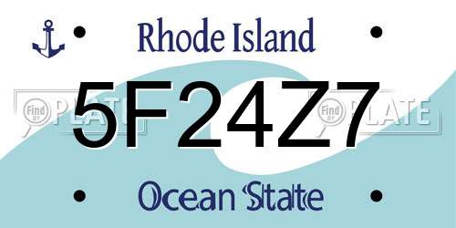 5F24Z7 Rhode Island License Plate