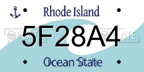5F28A4 Rhode Island License Plate