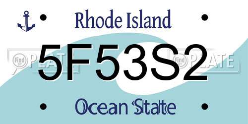 5F53S2 Rhode Island License Plate