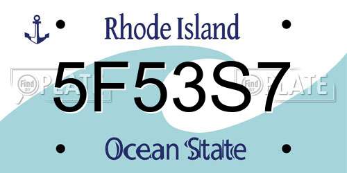 5F53S7 Rhode Island License Plate