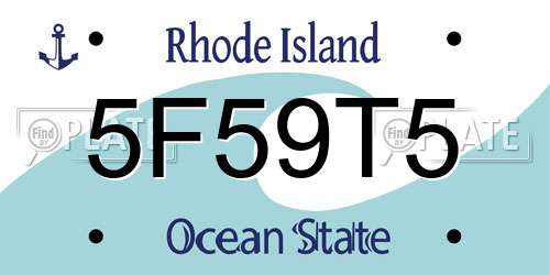 5F59T5 Rhode Island License Plate