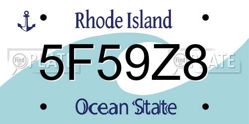 5F59Z8 Rhode Island License Plate
