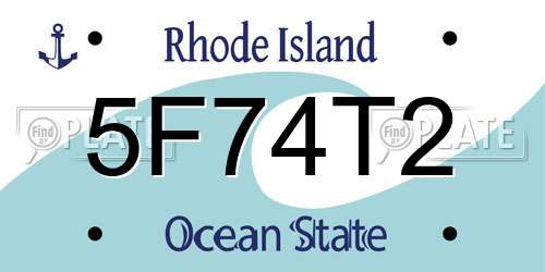 5F74T2 Rhode Island License Plate