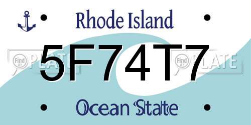 5F74T7 Rhode Island License Plate