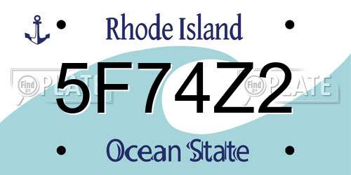 5F74Z2 Rhode Island License Plate